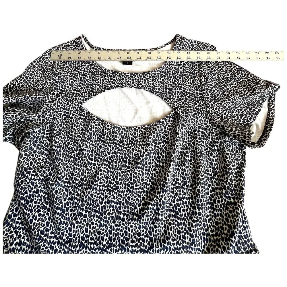 Torrid Women's Black White Leopard Print Fit Flare Cutout Stretch Top Size 2XL - Picture 5 of 12